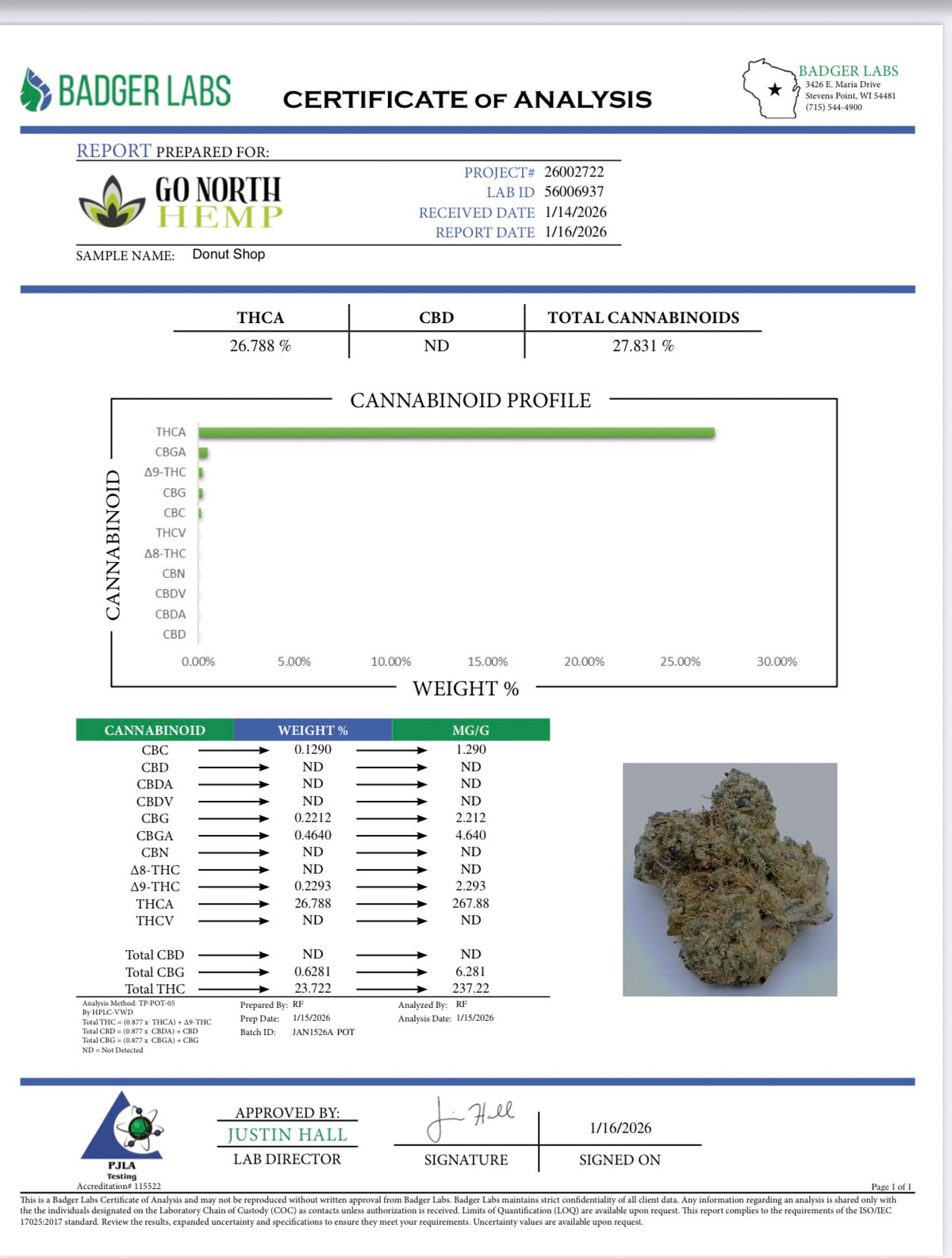 THCa Flower|Donut Shop|Exotic|26.78%| (H)