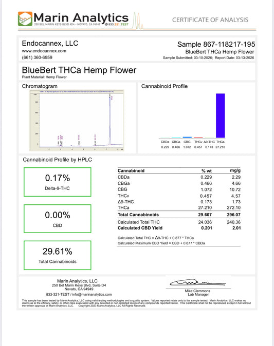 THCa Flower | Bluebert Indoor | 29.6%