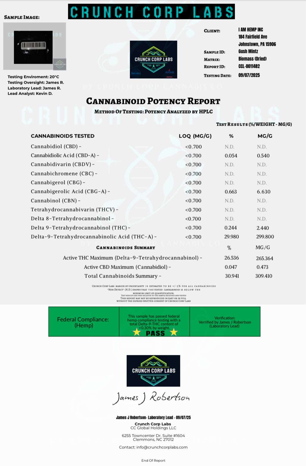 I Am Hemp Inc THCa flower with 29.4% THC, mixed strain exotic and indoor trim, showing colorful cannabis buds and trichomes.