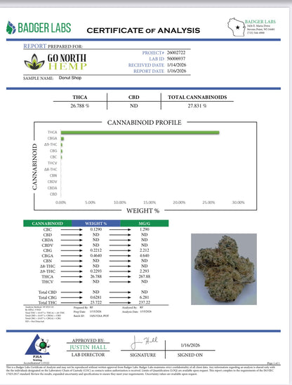 THCa Flower|Donut Shop|Exotic|26.78%| (H)