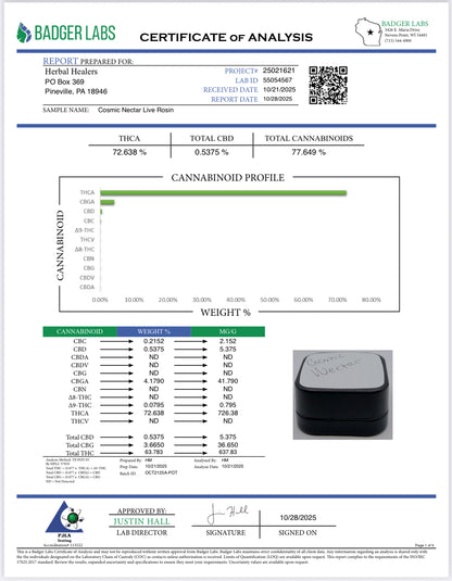 Cosmic Nectar Hash Rosin (H) 1G