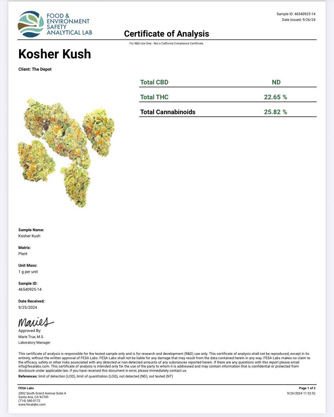 THCa Flower 25.8% | Kosher Kush Indoor Smalls and Mediums | Indica