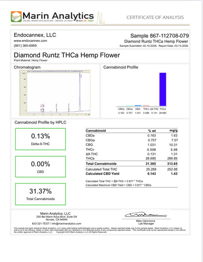 Indoor THCa flower Diamond Runtz by I Am Hemp Inc with vibrant, resin-covered buds and rich green coloration.