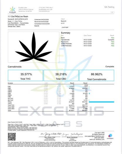 1G 1:1 THCa/CBDa Live Resin Disposable