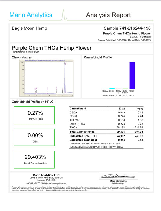 THCa Flower|Purple Chem|Indoor|29.04%|(H)