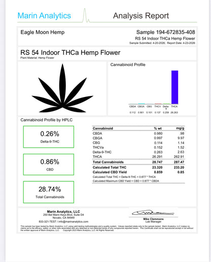 THCa Flower|Rainbow Sherbet 54|Indoor Smalls|26.29% (H)