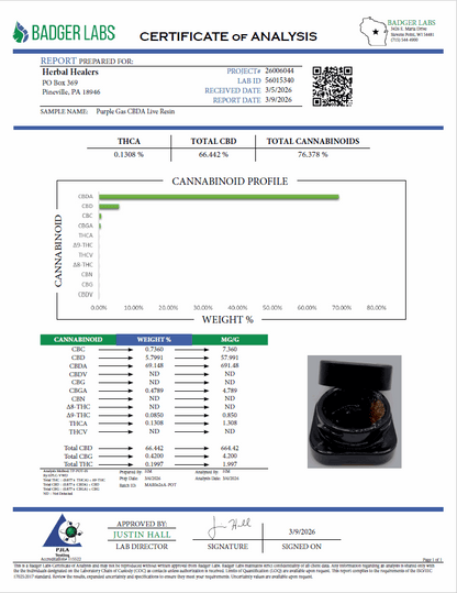 CBDa live resin concentrate from I Am Hemp Inc, 1 gram with 89.9% potency, shown in a clear container.